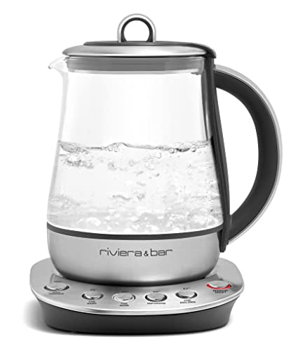 Riviera&bar – Tetera de temperatura ajustable JAIPUR Zen – Cristal templado y acero inoxidable – Ideal para infusiones, tés verdes, negros, Oolongs – 1,2 L, 22 x 25,5 x 21 cm