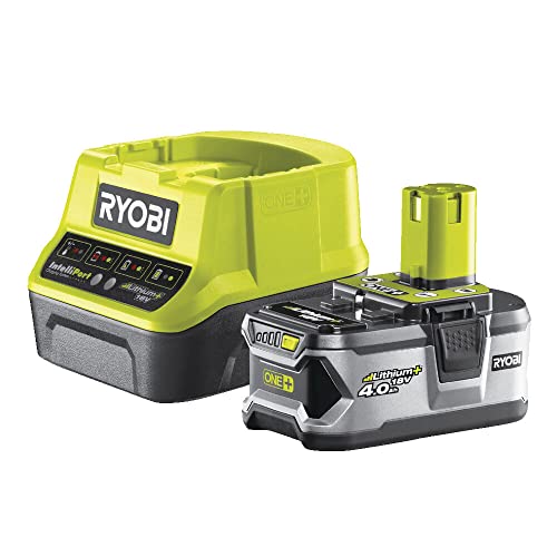 RYOBI - Amoladora 18V ONE+ Ø 115 mm, 7500 rpm - Empuñadura auxiliar - Se suministra con 1 batería de litio+ 4,0 Ah, 1 cargador rápido 2,0 A, 1 bolsa de transporte y 1 disco de amolar - R18AG-140S