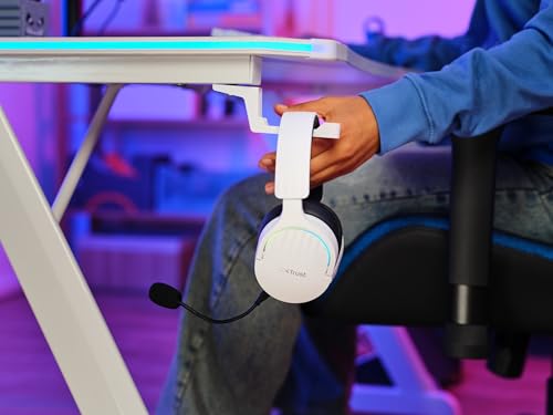 Trust Gaming GXT 491W Fayzo Cascos Gaming Inalámbricos Bluetooth + 2.4 GHz, 7.1 Sonido Envolvente, Batería de 22 Horas, Auriculares Inalámbricos RGB Over-Ear PC PS5 PS4 Switch - Blanco