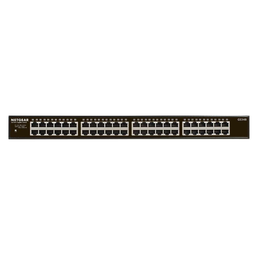 NETGEAR Conmutador de Red Gigabit de 48 Puertos (GS348) Conmutador Ethernet - De sobremesa o para Montaje en Bastidor, y protección Limitada de por Vida