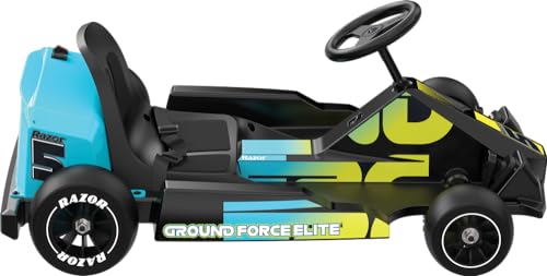 Razor Ground Force Elite - Go Kart Eléctrico para Niños 13+ con Marcha Adelante y Marcha Atrás, Velocidad Máxima de 14 mph, Autonomía de 40 Minutos, 350W con Batería de 36V 5Ah - Negro y Azul