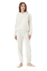Emporio Armani Chenille Loungewear Zip Tracksuit Sweatshirt, Yogur, XL para Mujer