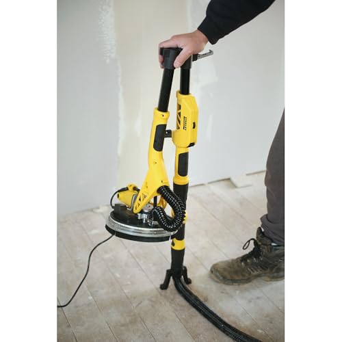 STANLEY FATMAX SFMEE500S-QS Lijadora Eléctrica para Panel de Yeso, con Cable, Potencia de 750 W, Diámetro de Disco 225 mm, Velocidad 1700 rpm, Anillo de Luz LED, Extensible hasta 1.8 mts