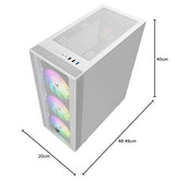 Oversteel - Azurite Caja Pc Gaming Compatible con Placas ATX, Micro ATX e ITX, 4 Ventiladores 120mm A-RGB Incluidos, Frontal Mallado, Instalación Vertical, Cristal Lateral Templado, USB 3.0, Blanco