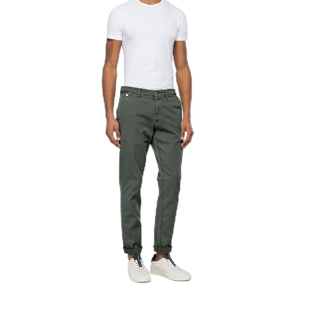 Replay Benni Hyperchino Color Xlite Jeans, 030 Verde Militar, 29W x 32L Hombres