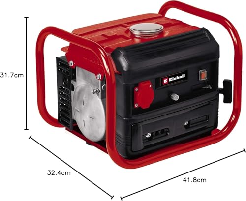 Einhell Generador eléctrico (gasolina) TC-PG 10/E5 (máx. 800 W, limpio motor de tracción de 2 tiempos, toma de corriente de 230 V, 4 L tanque, tracción del cable para el arranque)