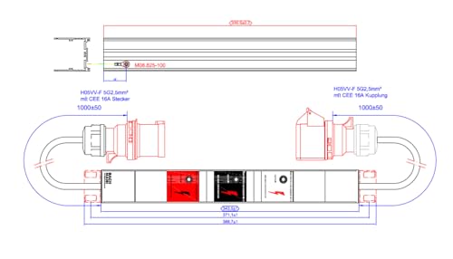 Bachmann IT PDU Basic Inline SPD, 3ph 3x16A ÜSS 1m H05VV-F 5G2,5mm CEE 16A