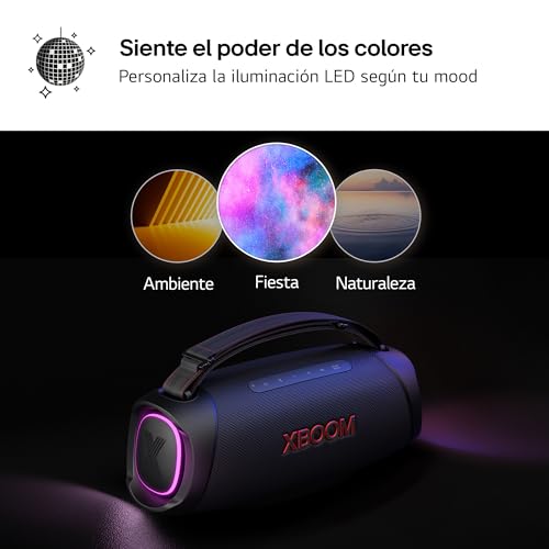 LG XBOOM GO XG8T, Altavoz portátil, Bluetooth 5.3, Bajos Potentes, Resistencia Militar a golpes, Agua y Polvo IP67, Color Negro