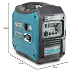 Könner&Söhn KS 2000i S - Generador de inversor (64 dB Lpa 7 m), potencia máxima de 2000 W, 1 x 16 A (230 V), 2 puertos USB, bobinado de cobre, protección contra cortocircuitos y sobrecargas