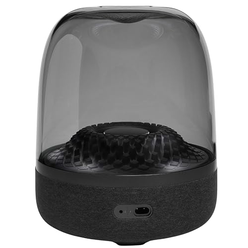 Harman Kardon Aura Studio 4 - Altavoz Bluetooth para casa, con cúpula Transparente, iluminación Ambiental con Cinco Patrones de Efecto Diamante, Sonido Potente, Negro