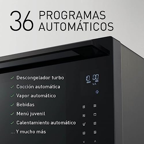 Panasonic NN-CS88LBEPG Horno combinado de vapor 4 en 1 con vapor, microondas, grill y convección, Tecnología Inverter, 31 L, 36 Programas Automáticos, Cocción en 2 Etapas, Menú Infantil, Negro
