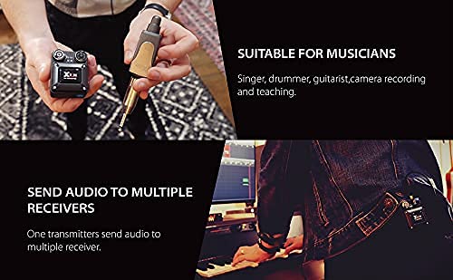 Xvive U4 Wireless In Ear Monitor, Sistema inalámbrico Profesional para monitorización de Auriculares in-Ear, Compuesto por 1 emisor y 1 Receptor