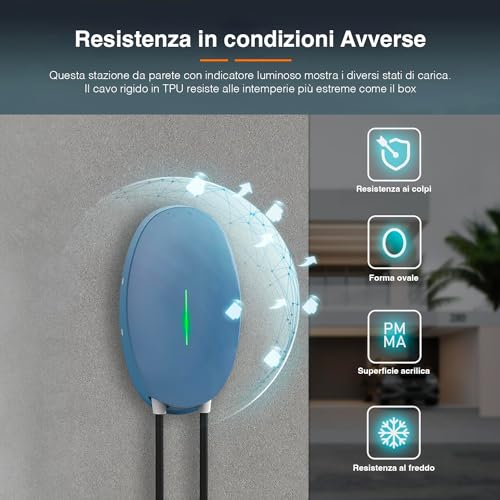 Avilia Cables de Carga para Coche eléctrico y vehículos de Tipo 2, trifásicos – Columna Impermeable para Carga rápida, Compatible con Todos los vehículos eléctricos de 11 kW, 6 Metros