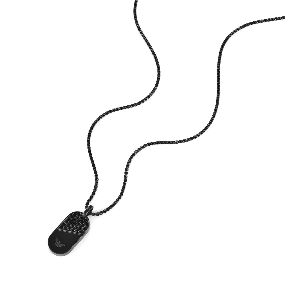 Emporio Armani Collar de acero inoxidable negro para hombre, EGS3138001, talla única, Acero inoxidable, No es una piedra preciosa, Negro (Jett Black)