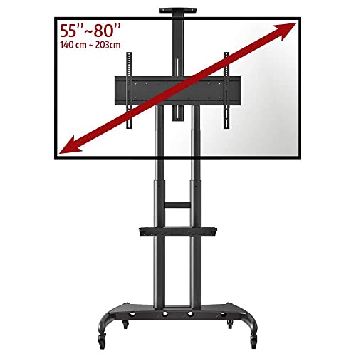 Ergosolid AVA1800B - Soporte móvil para televisor LCD, LED y televisores de 55 a 80 Pulgadas (35 a 20 cm), Color Negro