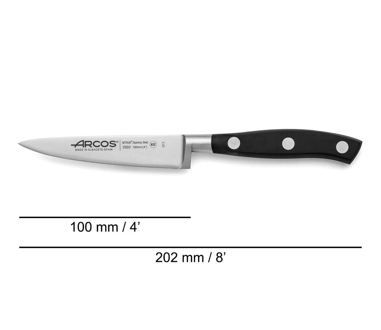 Arcos Riviera - Juego de Cuchillos de Cocina (Mondador + 1 Santoku + 1 Cuchillo Chef) - Acero Inoxidable Forjado NITRUM - Mango POM - Color Negro