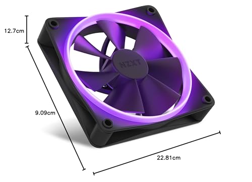 NZXT Ventiladores RGB F120 - RF-R12TF-B1 - Personalización avanzada de iluminación RGB - Refrigeración silenciosa - Triple (ventilador RGB y controlador incluidos) - Ventilador de 120 mm - Negro
