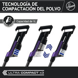 HOOVER Aspiradora Escoba sin Cable Ligera HF2, con 500 PowerTime, Que compacta el Polvo para Extender la Potencia de succión, Boquilla multisuperficie con Cepillo antienredos con Luces LED, HF2Z10H