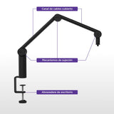 NZXT Boom Arm Mini - Ap-BOOMS-B1 - Brazo de Brazo de micrófono pequeño para transmisión, creación de Contenido, podcasting y grabación - Canal de Cable Cubierto - Compatibilidad Universal - Negro