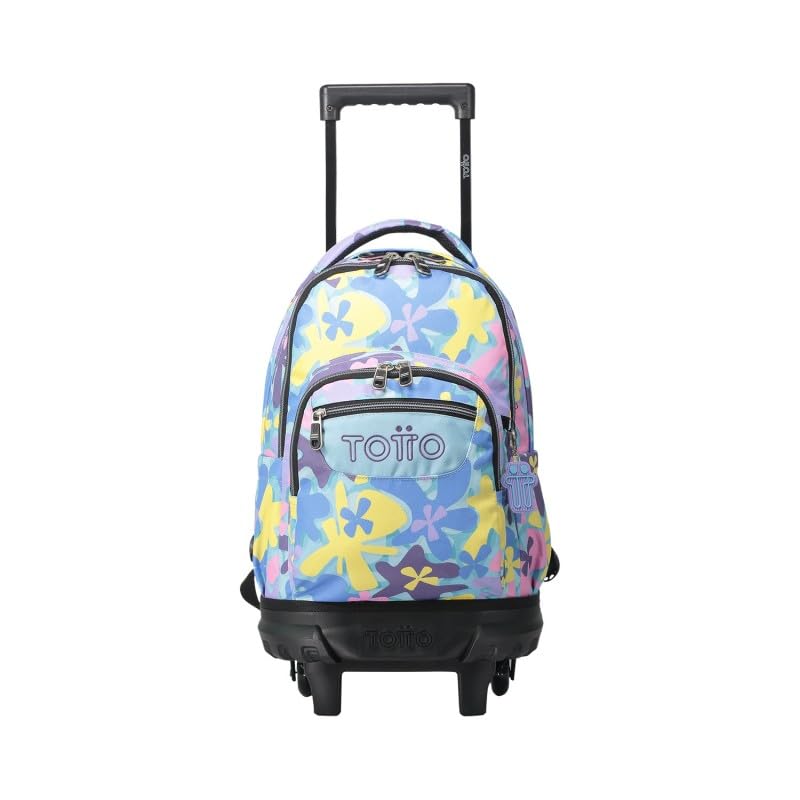 TOTTO Mochila escolar pequeña ruedas flores hawaianas - Resma TAMAÑO MEDIANO