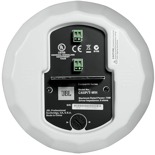 JBL Control® Series 65P/T-WH Altavoz 75 W Negro - Altavoces (De 1 vía, Alámbrico, Terminal, 75 W, 55-20000 Hz, Negro)