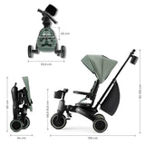 Kinderkraft JAZZ2 Triciclo 6 en 1, con función de Rueda para niños, Cochecito Plegable con Accesorios, protección UV UPF50+, de 9 Meses a 5 años, Verde