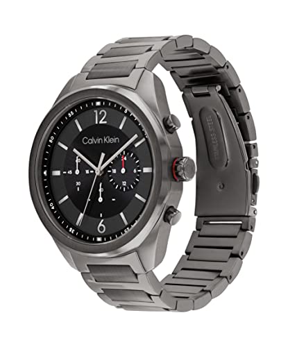 Calvin Klein Reloj Cronógrafo de Cuarzo para Hombre Colección CK Force con Correa de Acero Inoxidable Gris - 25200267