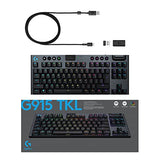 Logitech G915 LIGHTSPEED TKL Teclado Gaming Mecánico Inalámbrico con teclas GL-Táctil de bajo perfil, LIGHTSYNC RGB, Diseño ultradelgado, 40+ Horas duración de Batería, Disposición QWERTY US - Negro