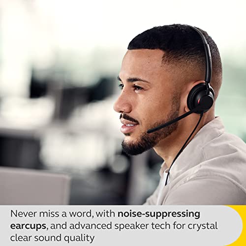 Jabra Engage 40 Auriculares Estéreo con cable, Inline Call Control, 2 micrófonos, cancelación de ruido, ultraligero, cable USB-A, Certificado para MS Teams, funciona con todas las plataformas, Negro