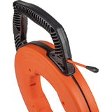 KLEIN TOOLS 56383 Cinta de pescado, extractor de alambre de fibra de vidrio multiranura con punta de nailon, carcasa y mango optimizados, 100 pies, naranja/negro