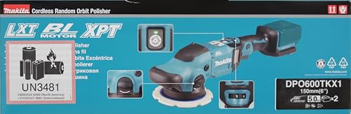Makita DPO600TKX1 Pulidora excéntrica, 1 batería más cargador en estuche de transporte, azul, 18 V/5,0 Ah