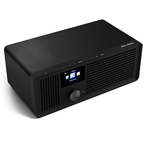 sky vision Dab 70 IR GB – Radio por Internet estéreo Dab+ (FM FM, WiFi, con Conector AUX Plus Cable, Radio Digital, Despertador con Mando a Distancia), Color Negro