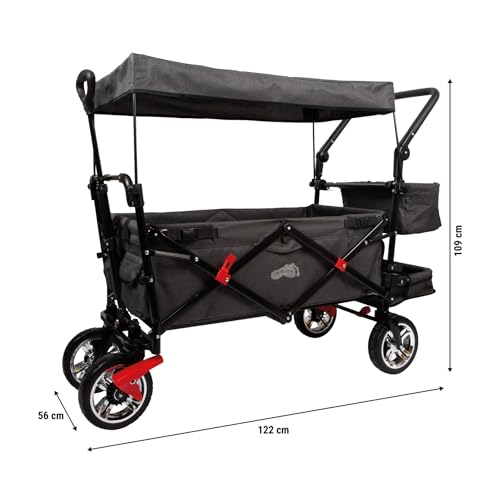 Small Foot Carrito Plegable con Techo Desmontable, protección contra Lluvia, Frenos, asa Regulable y máx. 80 kg, 12729, Color Coloured