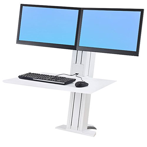 Ergotron 33-407-062 WorkFit-SR - Estación de Trabajo con Doble Soporte, Color Blanco, Aluminio
