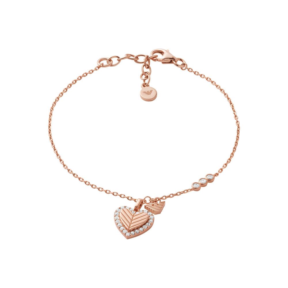 Emporio Armani Pulsera de plata de ley para mujer, oro rosa, EG3626221, Eine Grösse, Plata de ley, No es una piedra preciosa, Rosa melocotón