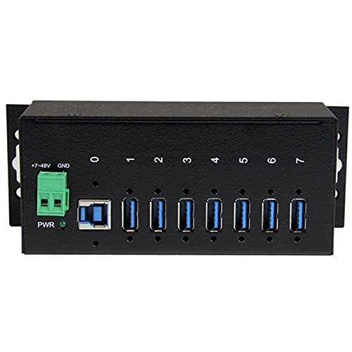 StarTech.com ST7300USBME - Hub ladrón USB 3.0 de 7 Puertos Industrial con Fuente de alimentación, Negro