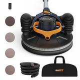 MAXXT Lijadora de Yeso Sin Escobillas - Órbita 4mm, Doble Canal con Adhesión al Techo, Modo Canal Simple/Doble para Paredes, 4000-8500 RPM, Luz LED, Plegable, 400W, Mango 1,65M, Plato 215mm