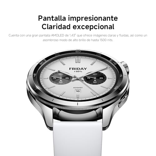 XIAOMI Watch S4, Versión Bluetooth, Modo Deportivo Profesional avanzado, Bisel de Cambio rápido 2.0, Pantalla AMOLED 1.43 Pulgadas Circular, Monitor Frecuencia Cardíaca y Sueño, Plata