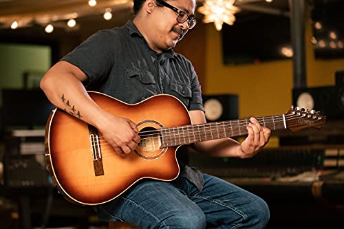 ORTEGA Performer Series Concert Guitar 44 Mástil delgado Tapa de abeto y Preamp y funda RCE238SN-FT