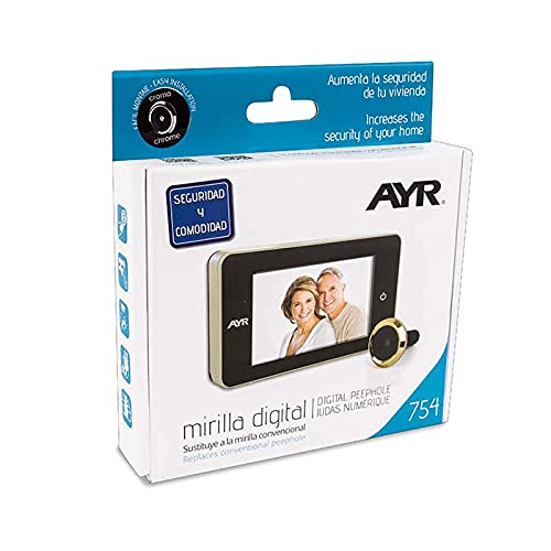 Mirilla digital AYR 754. Acabado níquel mate/latón.