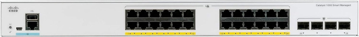 Switch de Red Cisco Catalyst 1000-24FP-4X-L, 24 Puertos GbE PoE+, asignación PoE de 370 W, 4 Puertos de Enlace Ascendente SFP+ de 10 G, garantía Limitada de por Vida Mejorada (C1000-24FP-4X-L)