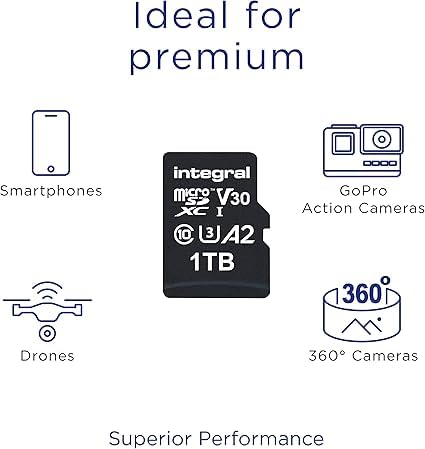 Integral tarjeta Micro SD de 1TB vídeo 4K velocidad de lectura 180 MB/s y velocidad de escritura 150MB/s MicroSDXC A2 C10 U3 UHS-I 180-V30 Nuestra tarjeta de memoria SD de alta velocidad más rápida