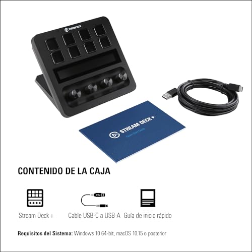 Elgato Stream Deck +, mezclador de audio, controlador de directo y estudio para creación de contenido, streaming, juegos, con banda táctil, diales y teclas LCD personalizables, funciona con Mac y PC