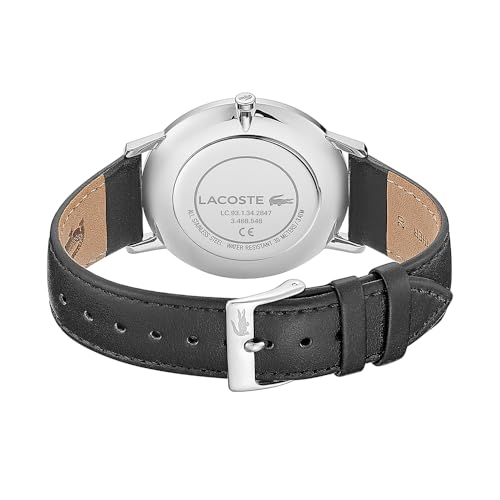 Lacoste Reloj Analógico de Cuarzo para Hombre Colección Moon con Correa de Cuero Negra - 2011016