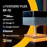 Epson Lifestudio Flex Plus EF-72 Roble,proyector portátil smart,Sound by Bose,Google TV,4K Pro UHD, Función de lámpara lateral LED, soporte ajustable, uso en interiores/exteriores, 5 años de garantía*