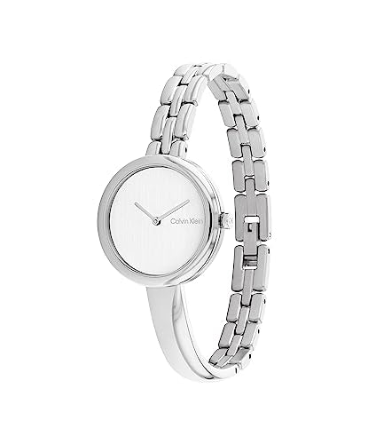 Calvin Klein Reloj Analógico de Cuarzo para Mujer Colección Bangled con Correa de Acero Inoxidable Plateada - 25200278