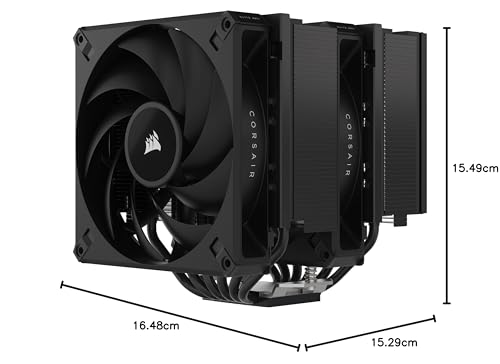CORSAIR A115 Torre de Alto Rendimiento para CPU - Enfría hasta 270W TDP - Montaje de Ventilador Deslizante y de Bloqueo - Dos Ventiladores Corsair AF140 Elite - Pasta Térmica Preaplicada - Negro