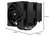 CORSAIR A115 Torre de Alto Rendimiento para CPU - Enfría hasta 270W TDP - Montaje de Ventilador Deslizante y de Bloqueo - Dos Ventiladores Corsair AF140 Elite - Pasta Térmica Preaplicada - Negro