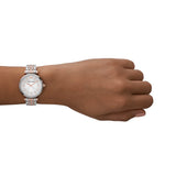Emporio Armani Reloj de mujer, Movimiento de dos manecillas, 32MM 2T Caja de acero plateado/rosa con correa de acero, AR11537, Purpurina tono oro rosa y tono plata