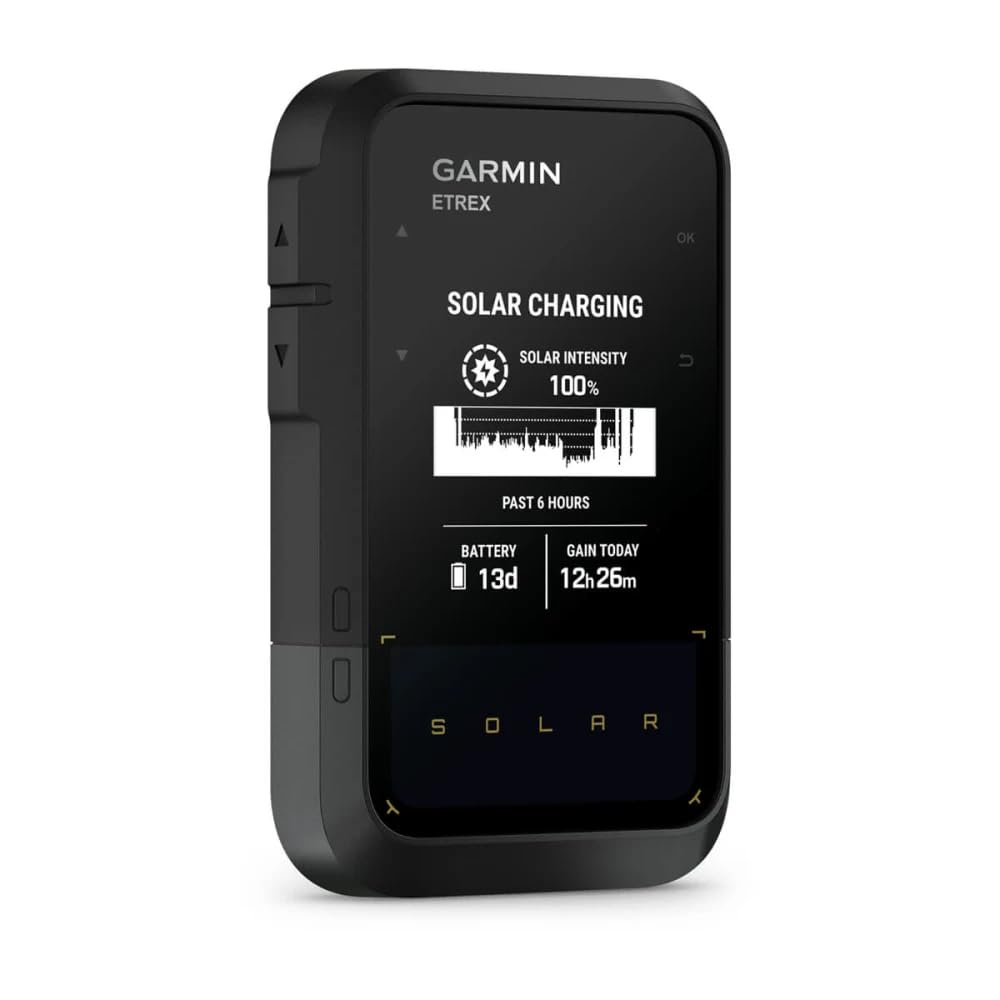 Garmin eTrex Solar, GPS de Mano con Carga Solar, Pantalla 2,2'', Diseño Robusto, Brujula Digital, GPS Multibanda y duración ilimitada de la batería